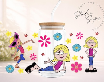 Lizzie McGuire Snow Globe Glass Tumbler with Pink Lid & Straw – Glitter Cup, Cute Y2K Drinkware - Multiple Designs Available Lizzie McGuire