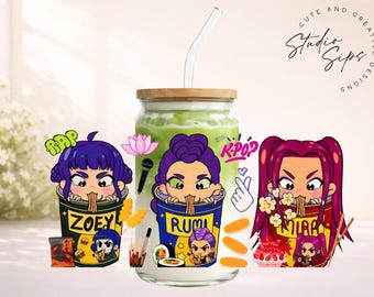 K-Pop Demon Hunter Drinkware | Plastic Bottle, Snow Globe Tumbler & Cups | Multiple Designs Available | Cute Aesthetic Drinkware - Huntrix