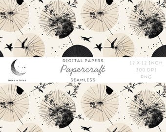 Chinoiserie Seamless Pattern, Oriental Design Digital Paper, Instant Download