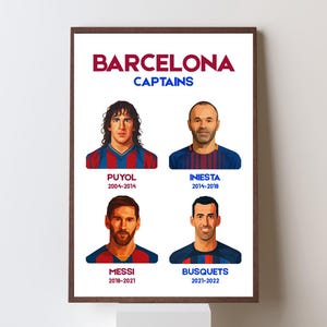 FC Barcelona Legends Poster | Messi, Iniesta, Puyol, Busquets Golden Era Wall Art | Soccer Fan Gift for Him, Man Cave Decor | Printable