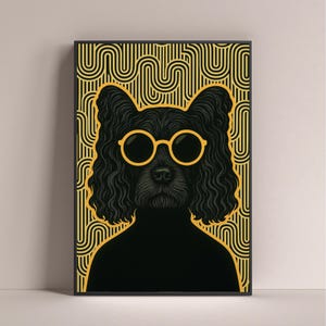 Mid Century Modern Cocker Spaniel Poster, druckbare MCM Hunderasse Wandkunst, minimalistisches Retro-Haustier-Dekor