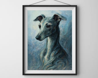 Impasto Italian Greyhound Poster - Impressionist Dog Breed Oil Painting, Abstract Pet Printable Wall Art
