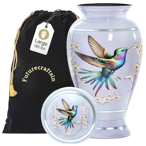 Purple Urn for Ashes for Women & Men – Large Decorative Hummingbird Cremation Urns for Human Ashes Adult  for Funeral and Memorial