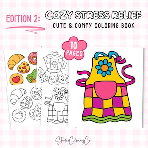 Stress Relief Vol 2 Malbuch PDF - 10 Fett und einfach Seiten für Kinder & Erwachsene | Sofortiger digitaler Download | gemütliche Sachen | MalatelierCo