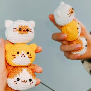 Mini Kawaii Cat Amigurumi Crochet Pattern PDF – Cute Calico, Ginger & White Cats – Beginner Friendly Instant Download