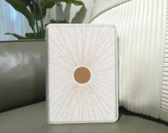 Boho Sunburst Kindle Case, Celestial Line Art eReader Cover (Magnetic Flip)