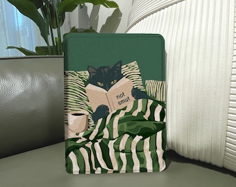 Funny Cat Kindle & Kobo-hoes, magnetische flipcover voor Kindle Paperwhite, Oasis, Kobo Clara HD, gepersonaliseerd lezercadeau, afstudeercadeau
