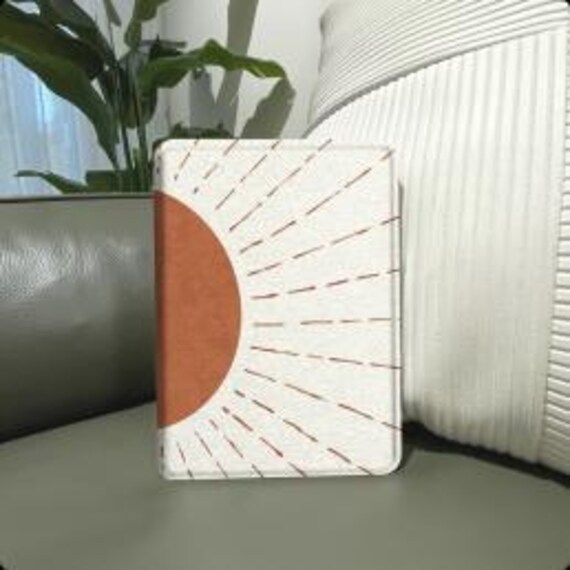 Boho Sunburst Kindle Case, Minimalist Abstract Sun eReader Cover (Strap Included)