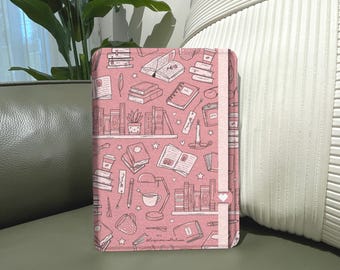 Bookish Pink Kindle Case, Custom Name Magnetic Flip Cover for Kindle Paperwhite 10th 11th, Oasis, Kobo Clara HD, Libra 2, Kindle 11th Gen