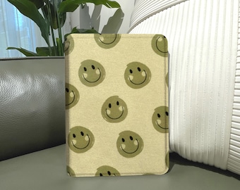 Smiley Face Kindle Case, Cute Retro Happy Face Pattern, Retro Aesthetic Magnetic Flip eReader Cover for Kindle Paperwhite, Kobo, Kindle 11th