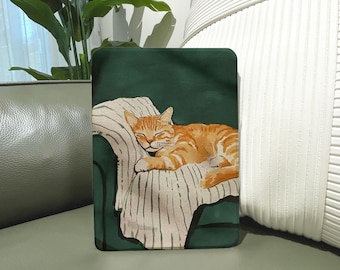 Orange Cat Kindle Detachable Magnetic Back Case Compatible with Paperwhite 11th/12th Colorsoft with Clear Back, Cute Gift for Cat Lovers