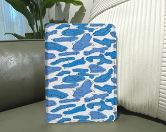 Cute Blue Shark Kindle Case for Paperwhite 5/6, Kindle 2024/2022 – Ocean Aesthetic Paperwhite Cover with Hand Strap – Gift for Book Lovers