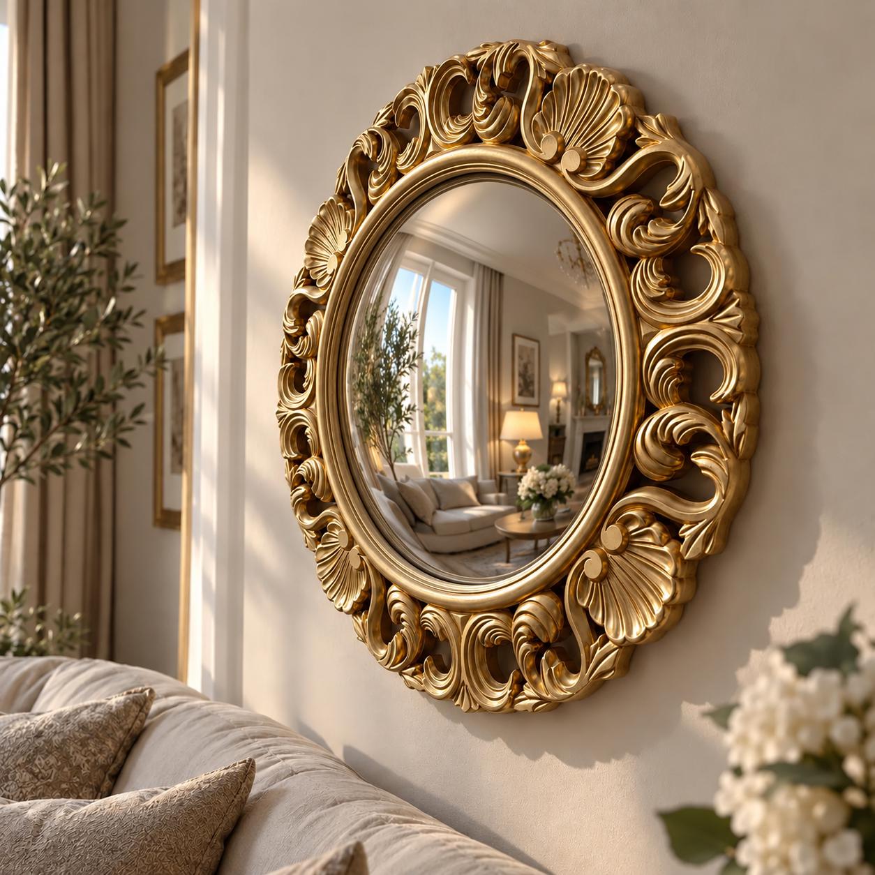 Round Antique Convex Mirror - Etsy