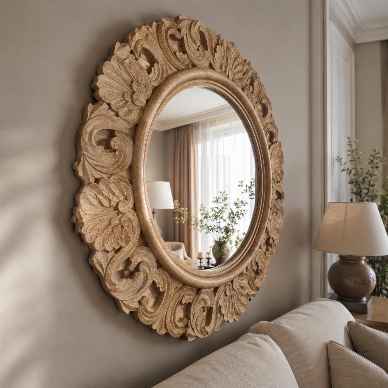 Carved wood mirror - Etsy 日本