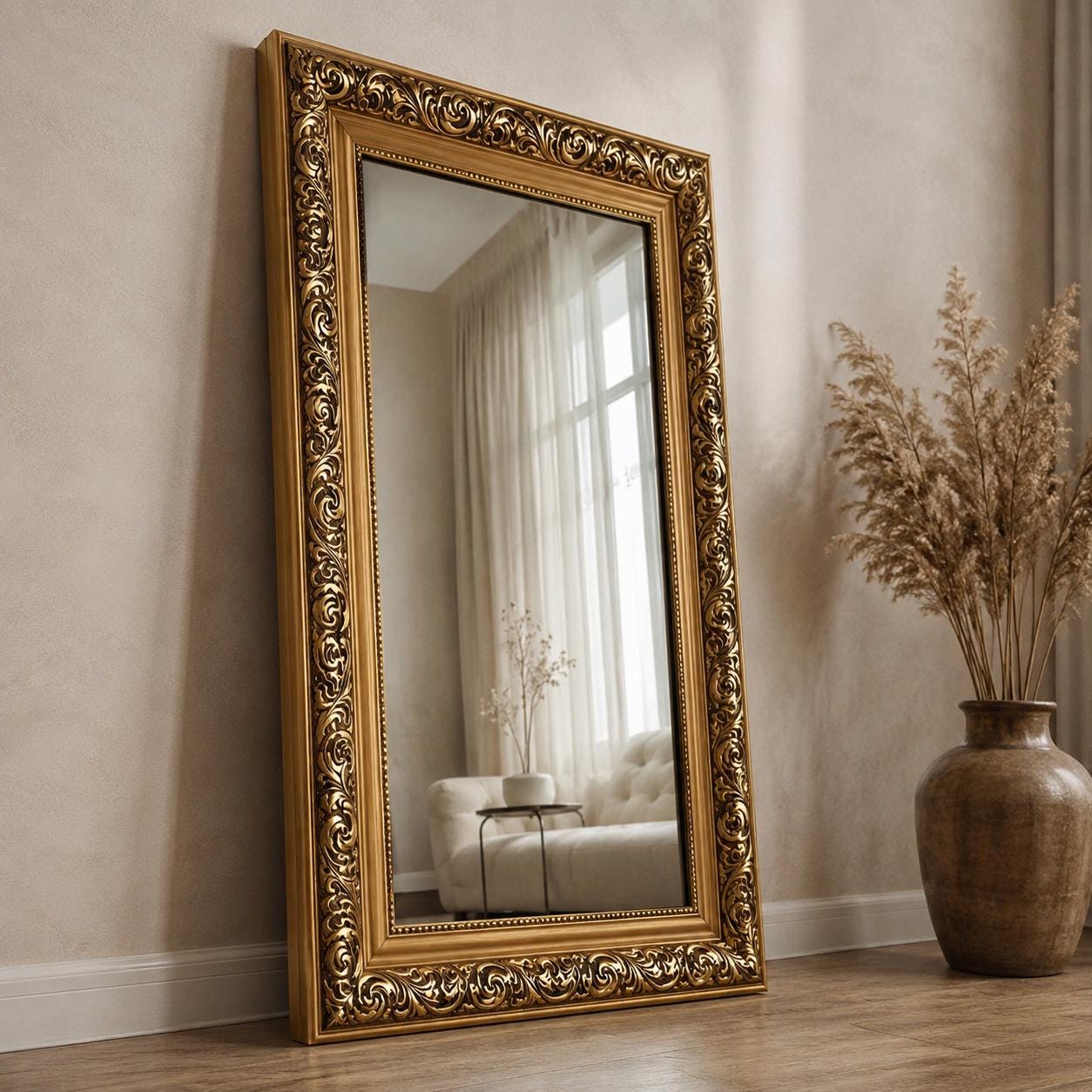 Antique gold full length mirror