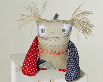 Personalized Monster Doll: Funny &quot;Go Away&quot; Desk Toy