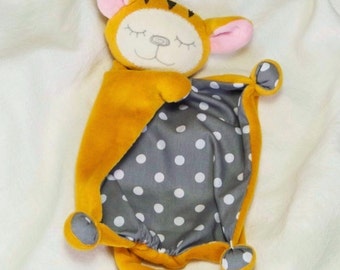 Personalized Tiger Baby Lovey Blanket: Handmade Cotton Keepsake