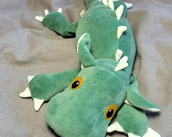 Peluche personalizado de dragón verde: juguete de confort hecho a mano en terciopelo de algodón.