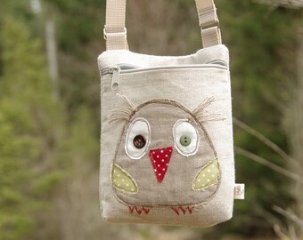 Owl Messenger Bag, Small Crossbody Bag for Kids, Personalized Toddler Purse, Canvas Messenger