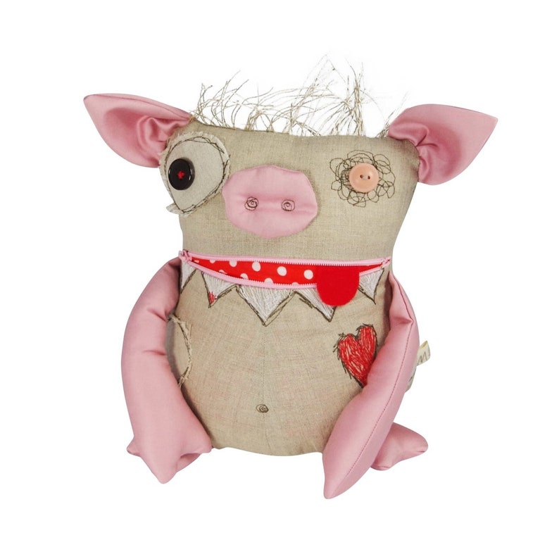 Pig Stuffed Animal Fun Gift Piggy Decor Unconventional Etsy