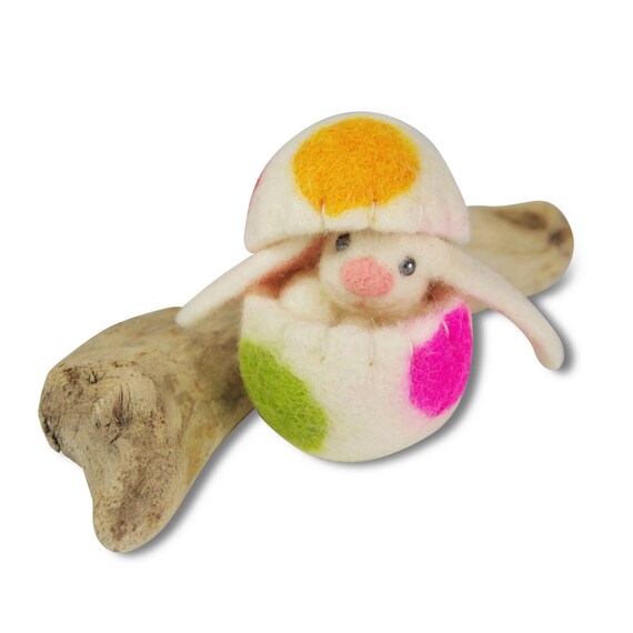 Easter Bunny Decoration Felted Bunny In A Wool Egg Rabbit Etsy