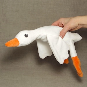 White goose soft animal, Personalized cuddle toy, Goose plushie, Handmade sleeping toy