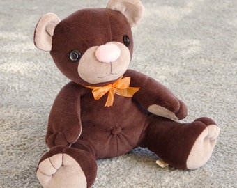 Stuffed Teddy Bear, Nursery Decor, Handmade Cotton Bear, Custom Name Stuffed Animal, Kids Christmas Gift