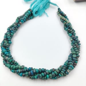 Natural Chrysocolla Faceted Rondelle Beads, AAA Quality Chrysocolla Gemstone Beads,4-4.5 mm Chrysocolla Rondelle Gemstone For Making Jewelry
