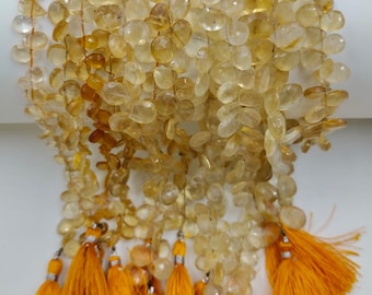 Cuentas de citrino natural facetadas en forma de pera, briolettes de citrino de calidad AAA, cuentas de citrino con formas elegantes para hacer joyas.