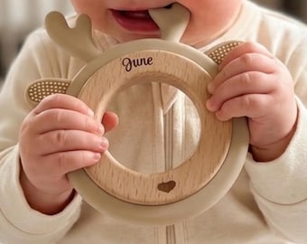 Beißring Baby Geschenk Personalisiert Geschenke zur Geburt mit Gravur, Personalisiertes Babygeschenk, Taufe geschenk