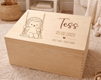 Personalized Wooden Baby Memory Box, Engraved Keepsake Chest for Baby Memories, Newborn or Baby Shower Gift, Custom Name Engraving Box