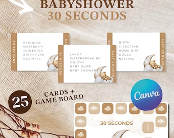 Teddy Bear Baby Shower Game: 30 Seconds, Printable, Editable (Digital Download)