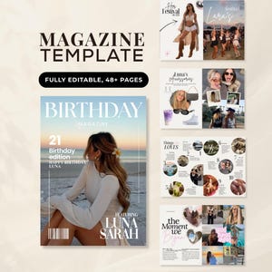 Birthday Magazine Template Canva, Custom Birthday Newspaper, Personalized Birthday Book, Editable Gift for Best Friend