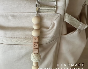 Personalized Wooden Bead Keychain – Handmade & Unique Gift for Bag or Diaper Bag - Baby Gift - Personalized Gift