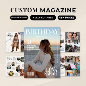 Birthday Magazine Template Canva, Custom Birthday Newspaper, Personalized Birthday Book, Editable Gift for Best Friend