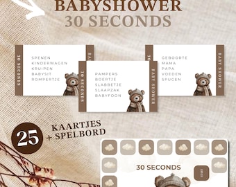 Teddy Bear Baby Shower Game: 30 Seconds Printable (Digital Download)