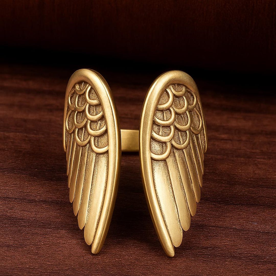 True Angel Rings Adjustable Brass Angel Wing Ring: Spiritual Boho Statement Jewelry - Etsy