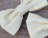 Tiny Yellow Stripe bow tie -for men or boys clip on, pre-tied with strap or self tying - ring bearer outfit, wedding ties