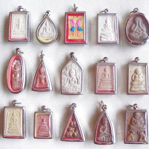 15 Thai Buddhist Buddha Clay Amulet Medallions