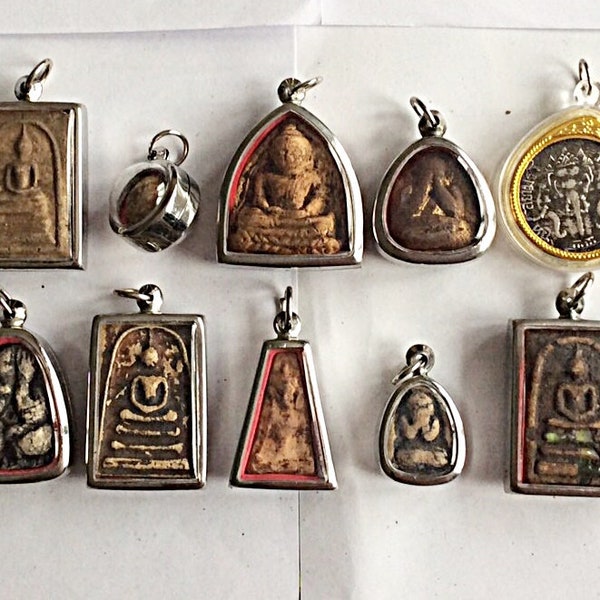 10 Thai Bouddhiste Bouddha Clay Amulet Médaillons Thai Amulet