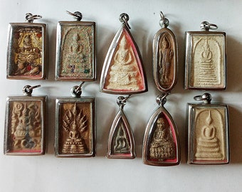 10 Thai Buddhist Buddha Clay Amulet Medallions Thai Amulet