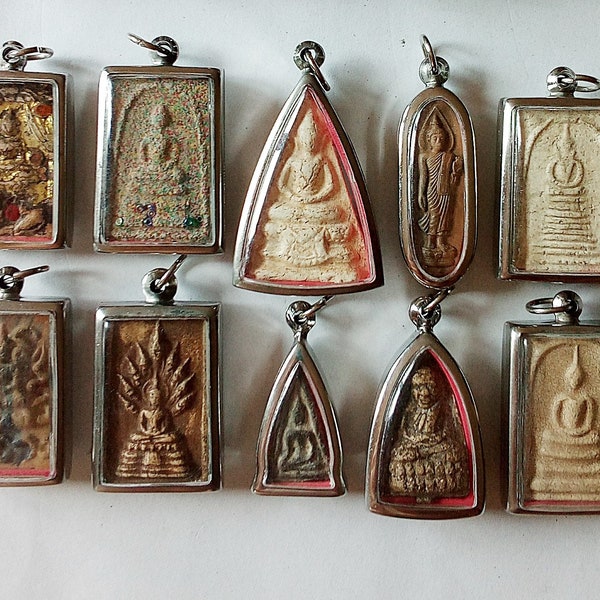 10 Thai Buddhist Buddha Clay Amulet Medallions Thai Amulet