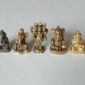 5 x LORD GANESHA THAI Hindu Amulet Mini Statues Success Power Magic Wealth Talisman Jewelry Supplies
