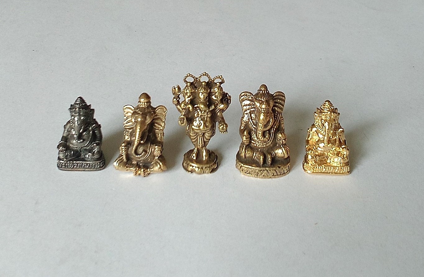 5 x LORD GANESHA THAI Hindu Amulet Mini Statues Success Power Magic Wealth Talisman Jewelry Supplies