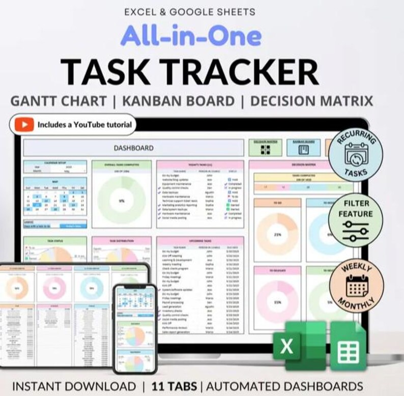 Team Task Tracker Template | Project Management Spreadsheet | Google ...