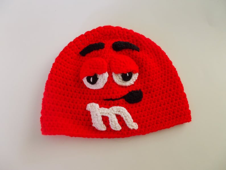crochet hat red character adult beanie hat costume hat winter hat