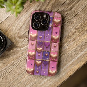 Stylish Phone Case with Heart Patterns, Cute Phone Cover for Valentine&#39;s Day, Gift for Her, Trendy Mobile Accessory
