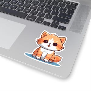 Cute Cat Kiss-Cut Stickers, Adorable Pet Decals, Laptop Stickers, Animal Lover Gifts, Planner Stickers, Kids Room Decor