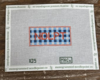 Gingham NDLPT, Hand Painted Canvas 18 Mesh