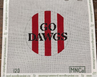 Go Dawgs Hand Painted Needlepoint Canvas 18 Mesh